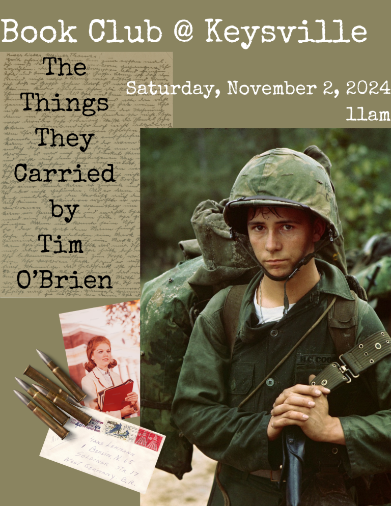 Book Club at Keysville Saturday November 2 at 11am The Things They Carried by Tim O'Brien