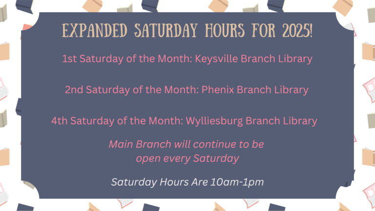 Expanded Saturday Hours For 2025! (1280 x 720 px)