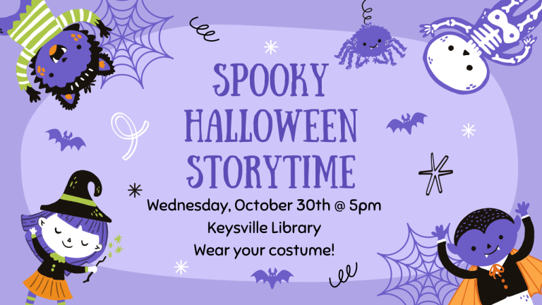 Spooky Halloween Storytime October 30 at 5pm at Keysville Library