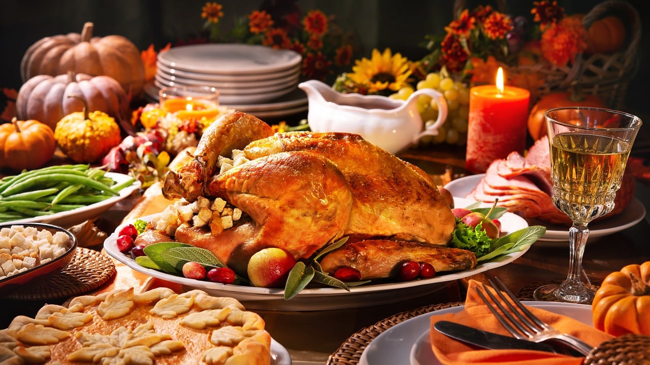 thanksgiving dinner on a table